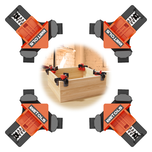 WETOLS Corner Clamp, 90 Degree Right Angle Clamp for Woodworking,4Pcs Fast Adjus